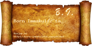 Born Immakuláta névjegykártya